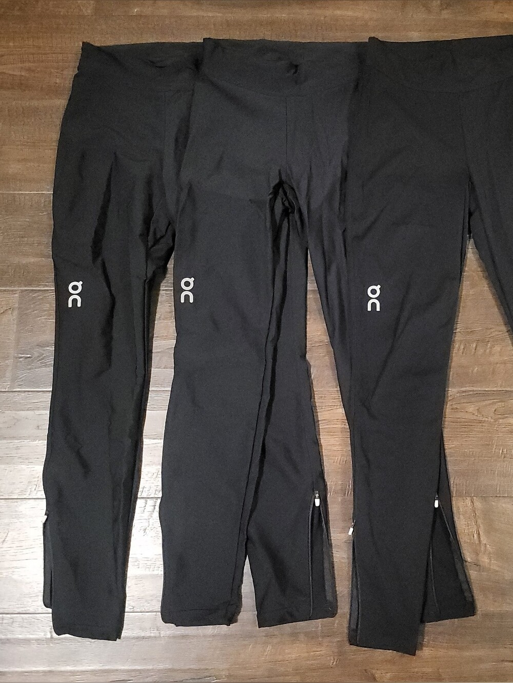 Lot of 3 On Running Womens Performance Tights Black Ankle Zip Leggings Medium
